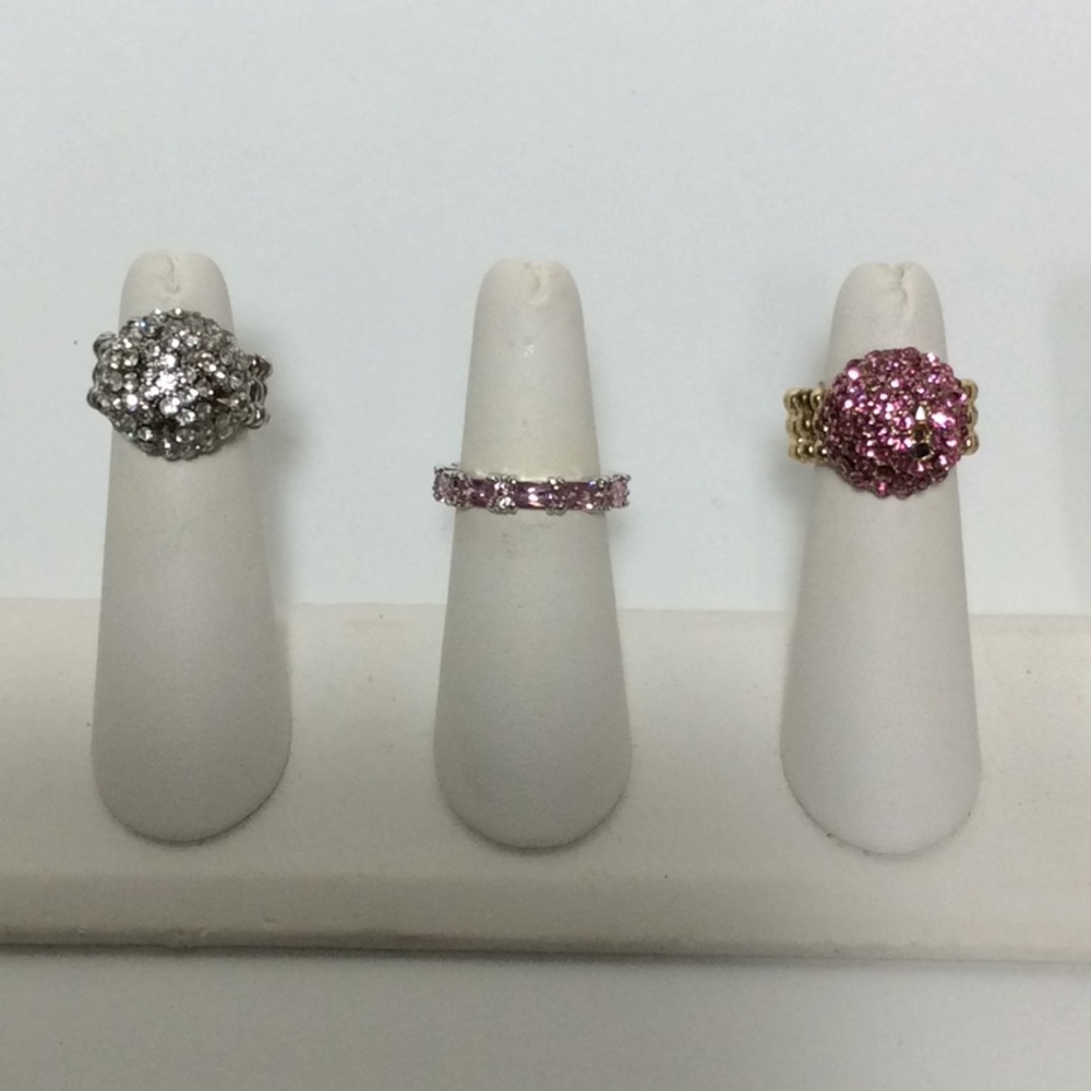 Pink & Rhinestone Ring Trio
